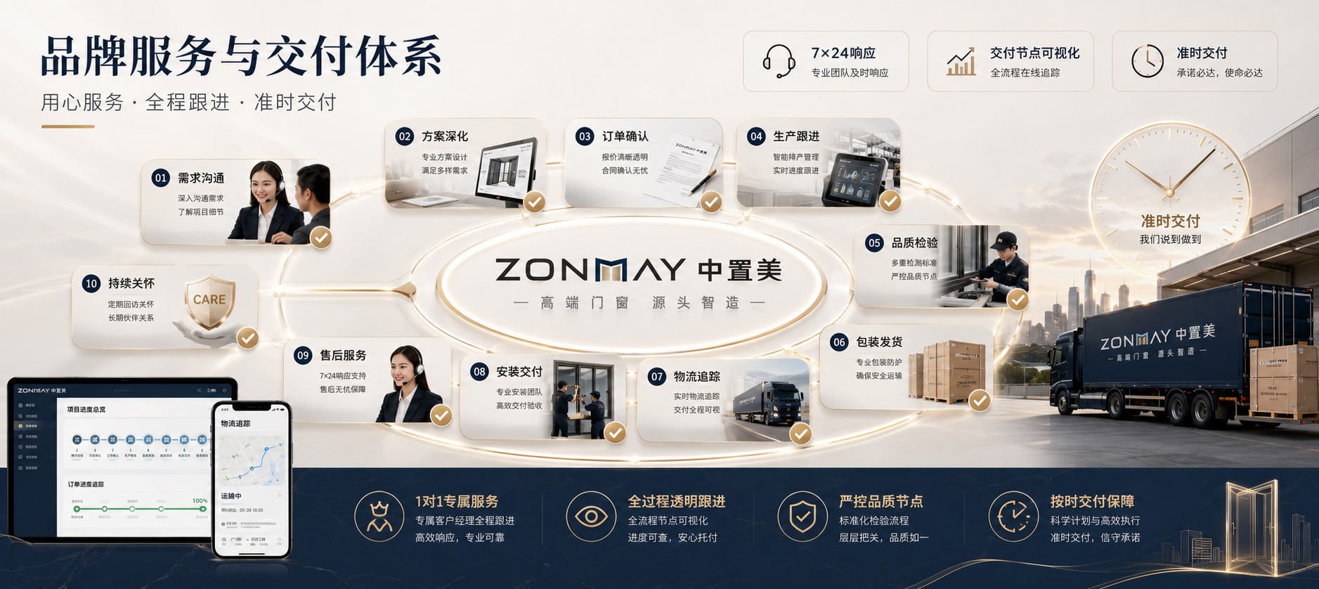 中置美门窗服务与交付宣传
