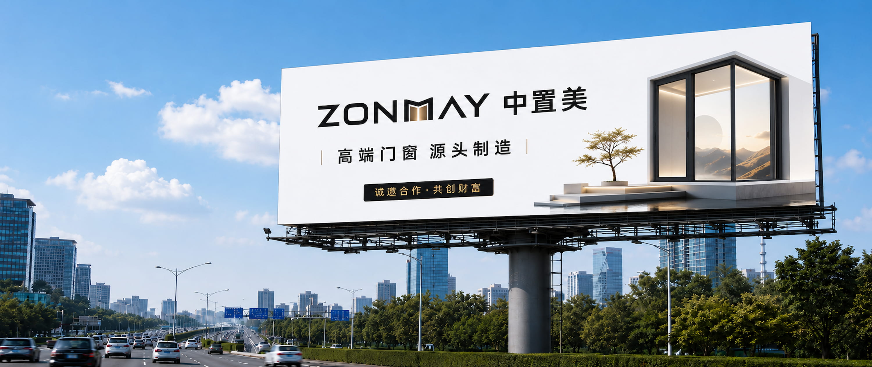 中置美门窗户外广告与品牌曝光